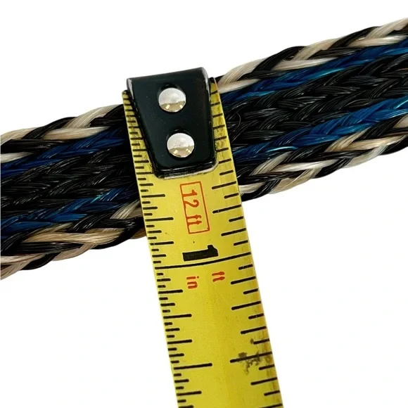 Horse Hair Western Belt Black Blue Mother Of Pearl Silver Plated Buckle Cowgirl - Picture 6 of 7